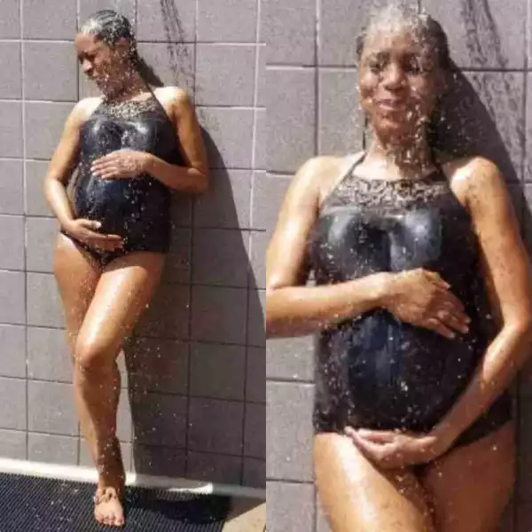 Pregnant Linda Ikeji Pictured In The Shower